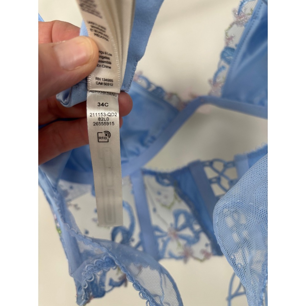 For Love & Lemons Blue Floral Embroidered Bustier Bra Top 34C SKBR1687 - Picture 3 of 7